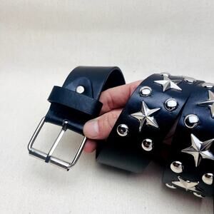 vintage style black American star western studded design belt